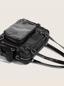 Bolso bandolera personalizado con ventana transparente, diseño de reloj despertador con gatito negro, para exhibir pines DIY - Product Image 2