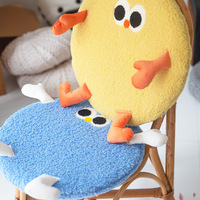 Coussin de siège rond épaissi à thème poupée mignon avec rembourrage en mousse à mémoire de forme pour chaise et voiture