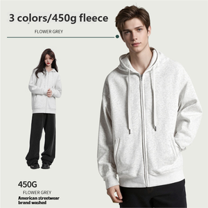 Poids lourd qualité logo personnalisé 450GSM 100% coton polaire lourde vierge surdimensionné grande taille hommes sweats à capuche - Product Image 5