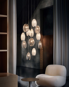 Lámpara de Araña de Cristal de Lujo, Estilo Nórdico Moderno para Sala de Estar, Villa, Diseño de Cristal Texturizado, Luz LED, Proyecto Mussels - Product Image 3