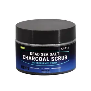 Men Organic Skin Detoxifying Cleansing Brightening Face Skin Refreshing Dead Sea Salt Charcoal Scrub Skin Care Products