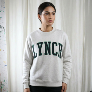 Sudadera de Cuello Alto LYNCH en Gris Ceniza con Apliques Bordados en Verde Cazador, Cuello Ancho, 100% Algodón, Invierno, URBAN PRODUCTIONS - Product Image 1