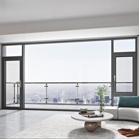 Jendela Casement Aluminium Modern dengan Ventilasi Ganda, Kaca Tempered Ganda, Tinggi Kusen Sesuai Pesanan