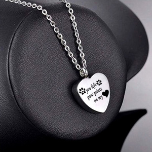 Cremazione Urna Cuore Collana Del Pendente Titolare Keepsake Memoriale Per Le Ceneri Urna di Memoria Dei Monili che avete lasciato <span class=keywords><strong>zampa</strong></span> stampe su il mio cuore locke - Product Image 3