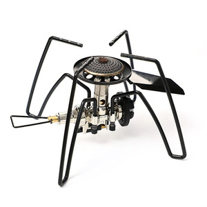 Réchaud de camping portable en acier inoxydable Spider Furnace, pliable, haute puissance, couleur argent - Product Image 1