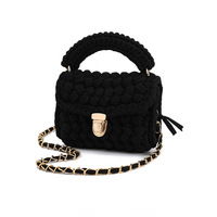 Nouveau Sac Fourre-tout Décontracté de Luxe Tendance pour Femme, Fait Main, à Porter à l'Épaule, Fermeture Ouverte, en Polyester Tricoté au Crochet, DIY, Petite Capacité, Quotidien