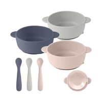 Lot de 3 bols en silicone sans BPA pour l'alimentation des bébés avec aspiration pour le micro-ondes et le lave-vaisselle pour bébés et tout-petits