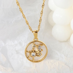 <span class=keywords><strong>Collana</strong></span> da donna alla moda 2023 con conchiglia, acciaio inossidabile placcato oro 18 carati, diamante, <span class=keywords><strong>luna</strong></span>, stella e <span class=keywords><strong>sole</strong></span>. - Product Image 4