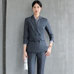 Women's Professional Suit Set Spring Autumn Office Lady Three Quarter Sleeve Anti-Wrinkle Polyester Worsted Formal Wear - Product Image 1