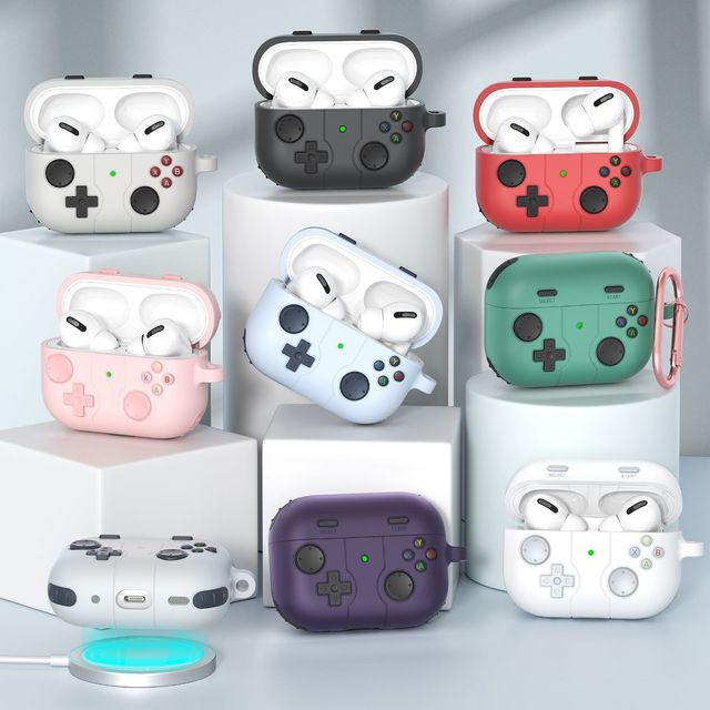 New Gamepad Soft Silicone Shockproof Earphone Cover for airpods Pro Rubber Protective Case for airpods 1/2 With Keychain Hole