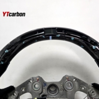 Volant chauffant LED en fibre de carbone véritable forgée avec paillettes bleues YTcarbon pour accessoires de voiture I30 Elantra Veloster Kona N