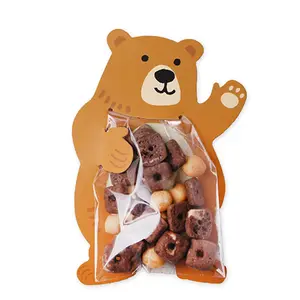 귀여운 만화 동물 식품 크리 에이 티브 카드 사탕 비스킷 포장 가방 베이킹 장식 파우치 10 개/갑