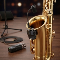 Système de microphone sans fil pour saxophone B-6 2,4 GHz, émetteur-récepteur de micro pour instrument, étui de charge, accessoire d'instrument en métal