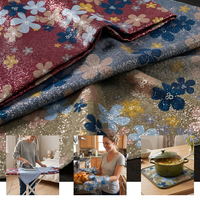 Housse de fer à repasser personnalisée en tissu de coton enduit d'aluminium, motif floral imprimé, résistante à la chaleur