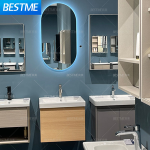 Venta Directa de Fábrica, <span class=keywords><strong>Muebles</strong></span> de <span class=keywords><strong>Baño</strong></span> Modernos y Elegantes de PVC con Aspecto de Madera, Mueble de <span class=keywords><strong>Baño</strong></span> Colgante de Pared con Espejo LED, Lavabo y Mueble para <span class=keywords><strong>Baño</strong></span> - Product Image 3