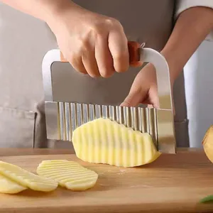Manjia khoai tây lát cắt cắt khoai tây lụa sóng dao hướng dẫn sử dụng lượn sóng Crinkle công cụ cắt rau pháp Fry Slicer Chopper