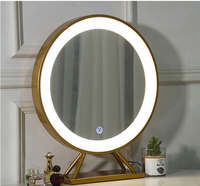 Miroir de maquillage de bureau miroir circulaire pour coiffeuse murale grande chambre à coucher miroir led de scène noir doré