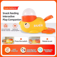 Distributeur automatique de nourriture intelligent pour chats et chiens avec petit canard jaune et 3 couvercles de compartiments