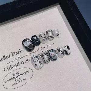 Venta al por mayor reutilizable 10 piezas <span class=keywords><strong>uñas</strong></span> artificiales 3D <span class=keywords><strong>Hello</strong></span> <span class=keywords><strong>Kitty</strong></span> hecho a mano acrílico Prensa en <span class=keywords><strong>uñas</strong></span> para niñas - Product Image 4