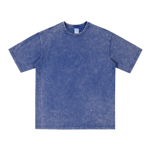 Camiseta de Algodón/Seda Estampada Vintage con Lavado Ácido, Corte Personalizado, Ajuste Regular, Unisex, para Hombre, 250g, Tallas Grandes - Product Image 3