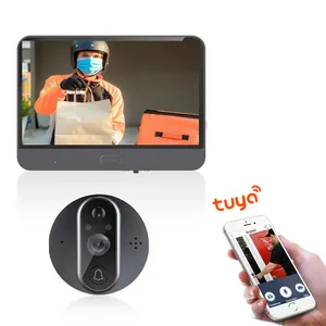 Wide Angle Night Vision PIR Motion Detection Wireless Door Peephole Wifi Camera 1080P TUYA WIFI Doorbell Peephole Viewer