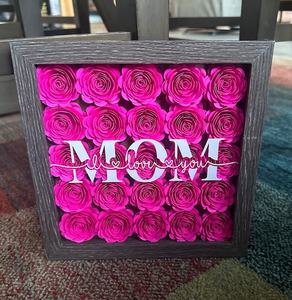 Hoa Khô Bóng Hộp Khung Bán Buôn 3D Sâu Vuông Màu Trắng Bằng Gỗ 8X8 <span class=keywords><strong>12</strong></span>*<span class=keywords><strong>12</strong></span> Úc Bóng Hộp Với Giấy Hoa Hồng - Product Image 1