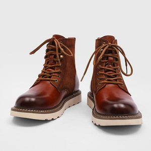 Bottes montantes pour hommes en cuir de vachette véritable, personnalisables, de haute qualité, style western, décontractées, à lacets, pour le travail - Product Image 4