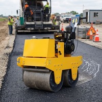 Compacteur vibrant portatif à double tambour en acier, à moteur diesel, petit rouleau compresseur pour la compactation de l'asphalte