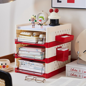 Multi Tier Desktop File <b>Drawer</b> <b>Storage</b> <b>Box</b> 4 Layers Rectangle Standing Type For Office Desk Organize Stationery And - Product Image 1