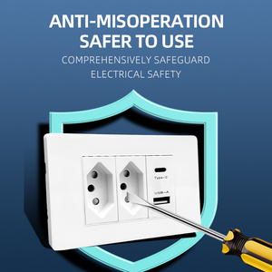 Brazil tiêu chuẩn điện 20A tường thiết bị chuyển mạch sản xuất ổ cắm ổ cắm với USB <span class=keywords><strong>Type</strong></span>-C 2.1/3.1A sạc nhanh loại 118 - Product Image 2