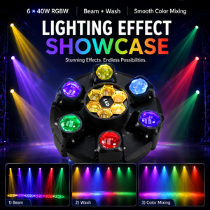 Luz Móvil <span class=keywords><strong>de</strong></span> Cabeza con Haz LED RGB <span class=keywords><strong>de</strong></span> 6*40W, DMX512, 16 Canales, Ventilador Silencioso, Iluminación <span class=keywords><strong>de</strong></span> Escenario <span class=keywords><strong>para</strong></span> Conciertos, Clubes, Bares, <span class=keywords><strong>DJ</strong></span>, Teatro, Bodas - Product Image 5