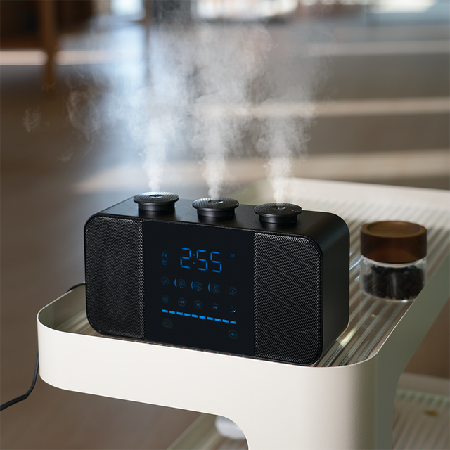 CNUS X5 Music Scent 3 Nozzles Essential Oil Nebulizing Aromatherapy Diffuser Built-in Alarm Clock Music System