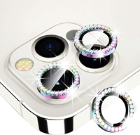 Protection d'objectif d'appareil photo en verre trempé avec anneau en métal 3D effet diamant de luxe pour iPhone 18 Pro Max, 17, 16, 15