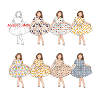 Vente en gros de jupe boutique pour enfants robe à manches courtes citrouille colorée longueur genou jolie balançoire plissée d'été pour bébés filles