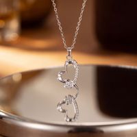 Kalung Liontin Hati Berongga Lapis Emas dengan Zirkon Mikro-Inlaid, Kalung Choker Manis untuk Wanita, Hadiah Minimalis
