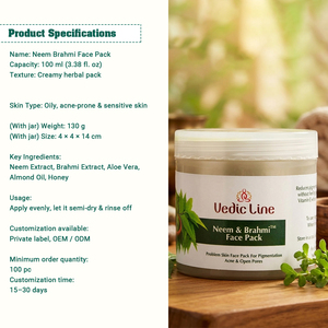 Masque visage Vedic Line de qualité supérieure au Neem et à la Brahmi pour purifier la peau et traiter le visage en profondeur, prix export Inde. - Product Image 5