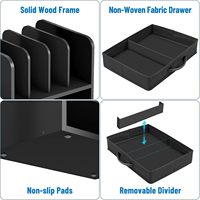 Organisateur de documents de bureau en bois noir moderne de luxe, design flexible à quatre niveaux, finition brillante, pour le rangement des dossiers