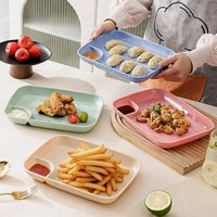 Assiette rectangulaire en plastique incassable pour fêtes et pique-niques, motif quadrillé créatif, style japonais, vente en gros sur mesure