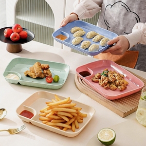 Assiette rectangulaire en plastique incassable pour fêtes et pique-niques, motif quadrillé créatif, style japonais, vente en gros sur mesure - Product Image 4