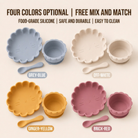 Ensemble de vaisselle en silicone pour bébé, assiette, bol, cuillère, vaisselle de qualité alimentaire, sans BPA, avec ventouse, pour les repas des nourrissons