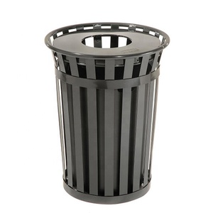 Outdoor dustbin public steel metal trash bin rubbish dust garbage can waste bin