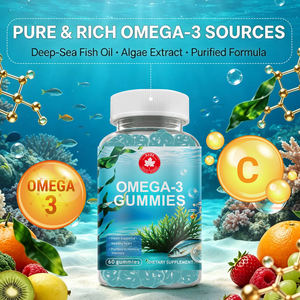Gommes à mâcher à l'huile de poisson oméga 3 DHA sans sucre avec vitamine C pour soutenir la santé du cœur, des yeux et du cerveau des adolescents, des adultes et des personnes âgées - Product Image 1