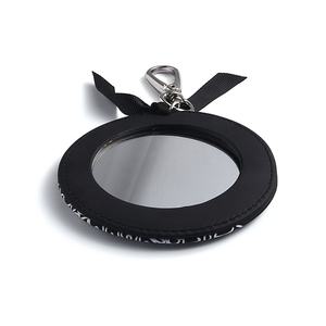 Wholesale Black Round Keychain Single Sided Heat Transfer PU Leather Makeup Pocket <b>Compact</b> <b>Mirror</b> - Product Image 6