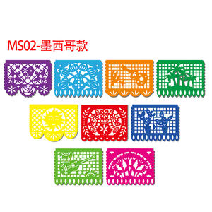 Al por mayor personalizado carnaval mexicano fiesta decoración cuadrado decoupage plástico tirar flores Día de los muertos Bandera de plástico Banner - Product Image 4