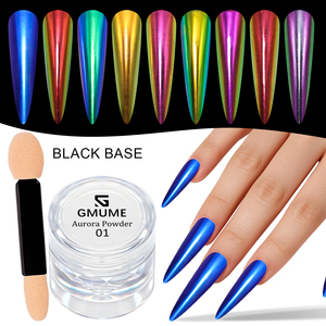 Ensemble de poudre à ongles multicolores scintillantes effet aurore, pigment effet miroir chromé pour nail art DIY et manucure en salon - Product Image 5