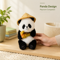 Peluche Panda en coton PP brodée, poupée animale 100% polyester à poils courts pour enfants, anti-stress et compagnon de sommeil