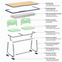 Ensemble de table et chaise de classe scolaire de haute qualité, réglable en hauteur, mobilier scolaire en bois, mobilier commercial