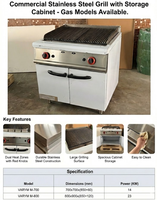Grill à gaz en acier inoxydable avec pierre de lave populaire, grill à pierre de lave pour barbecue commercial