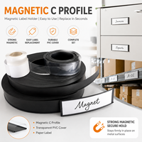 Système d'identification pour rayonnages industriels robustes, bandes de caoutchouc pré-découpées flexibles de 50 mm de largeur, profil en C magnétique
