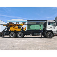 Foreuse de puits d'eau montée sur camion, moteur diesel, profondeur max. 300m, équipement industriel robuste pour l'irrigation, véhicule portable